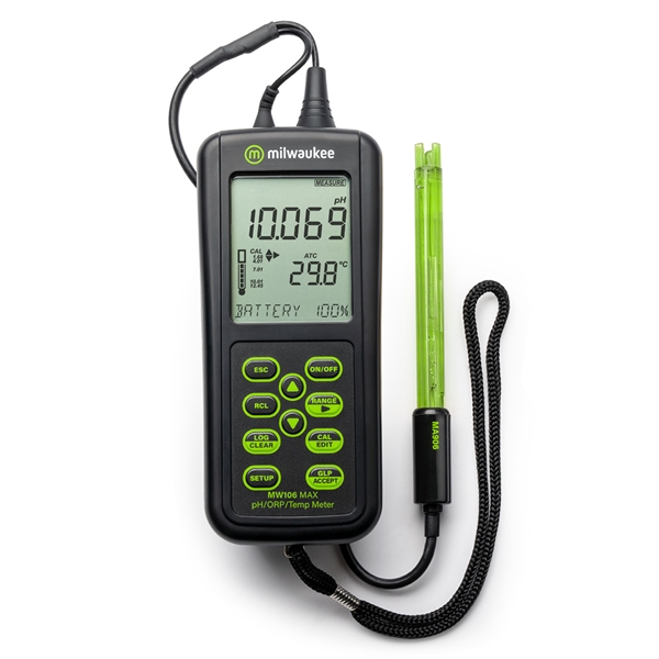 Milwaukee MW106 MAX Su Geçirmez 3'ü 1 Arada pH/ORP/Sıcaklık Kayıtlı Taşınabilir Metre
